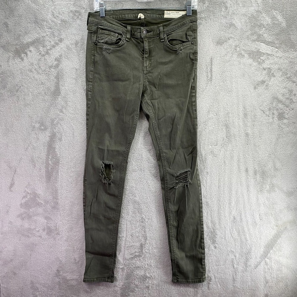 Rag & Bone Women Skinny Jeans Distressed Olive Green Size 29 W1502O337IN